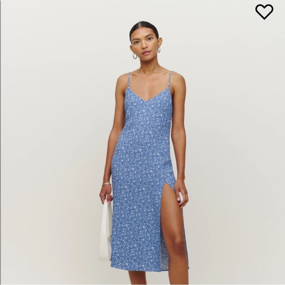 Reformation Blue Floral Midi Dress